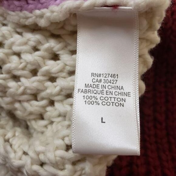 Wildfox NWT Colorblock V-Neck chunky knit Cropped Sweater Large pink maroon - Picture 4 of 12